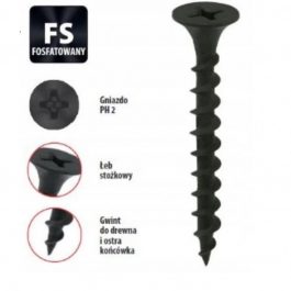 Wkręt do drewna karton-gipsu 3,5×45 czarny 1kg