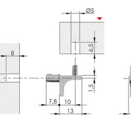 Podpórka do półek z trzpieniem 5mm nikiel 8szt