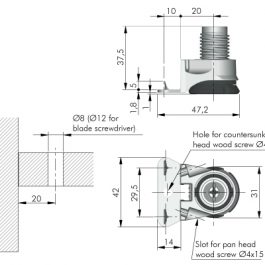 Nóżka meblowa INTEGRATO G 25mm regulowana