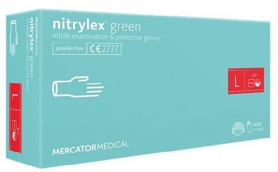 Rękawiczki nitrylowe zielone L opak 100szt.