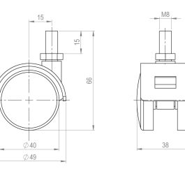 STRONG Kółko 40mm z bolcem M8x15 hamulec czarne 4x