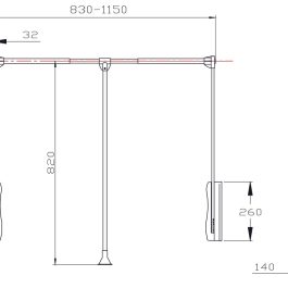 STRONG pantograf 890-1240mm biały/chrom